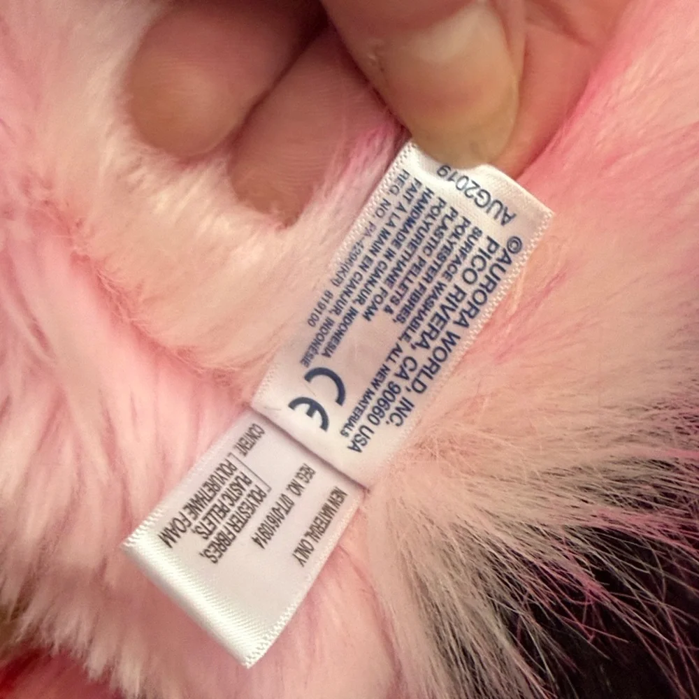 Plush Pair of Pink Flamingos with Fluffy Pom Tails Twins! 17” Tall - Picture 5 of 6